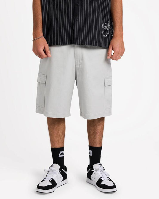 Image of a model wearing Shorts. Product name - Quiksilver Mens 04S 21" Walkshorts Grey Violet in Grey Violet colour by brand - Quiksilver
