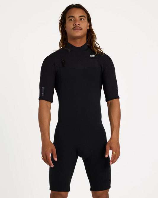 Image of Swimwear. Product name - Billabong Mens 2/2 Furnace Revo Chest Zip Springsuit Black in Black colour by brand - Billabong