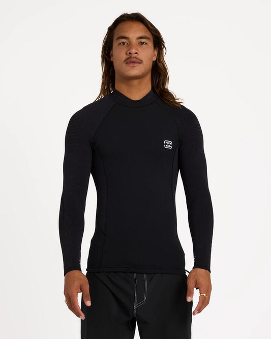 Image of Wetsuits. Product name - Billabong Mens 1/1 Furnace Revo Jacket Wetsuit Top Black in Black colour by brand - Billabong