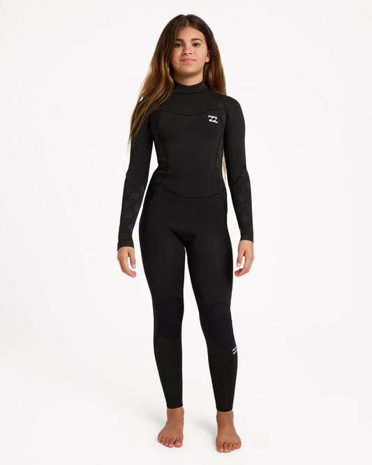 Image of Wetsuits. Product name - Billabong Girls 8-16 3/2 Absolute Core Back Zip Wetsuit Black in Black colour by brand - Billabong