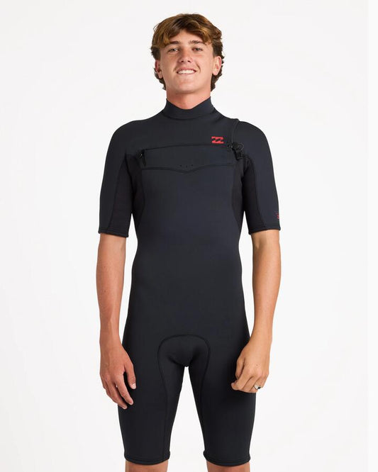 Image of Swimwear. Product name - Billabong Mens 2/2 Absolute Ultra Chest Zip Springsuit Black in Black colour by brand - Billabong