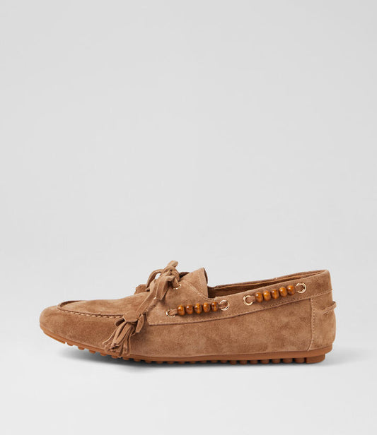 Image of Shoes. Product name - Verdict Light Choc Suede Flat Shoes in Lt Choc colour by brand - MIDAS