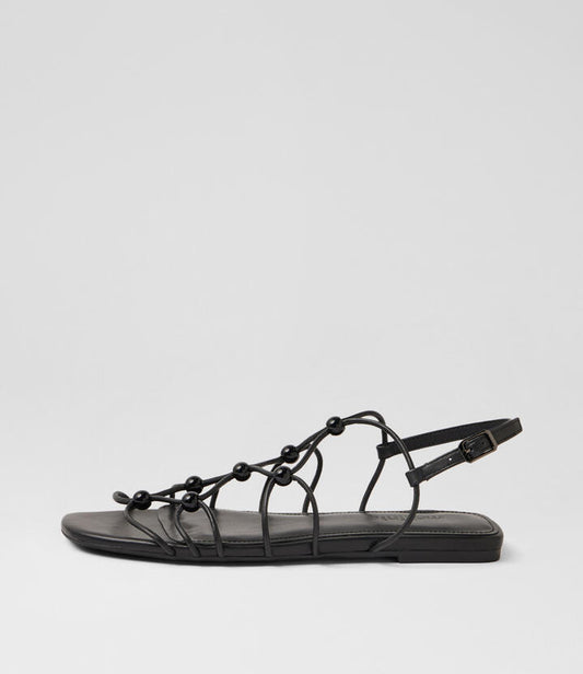 Image of Sandals. Product name - Rammi Black Leather Sandals in Black colour by brand - MOLLINI
