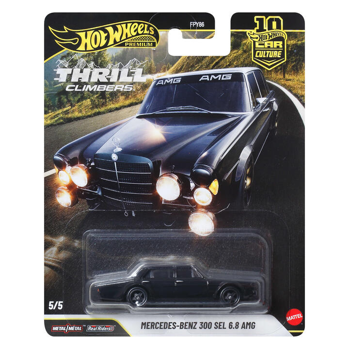 Image of Toy Cars. Product name - Hot Wheels Car Culture Premium 1:64 Scale Die-Cast Toy Mercedes-Benz 300 SEL 6.8 AMG in colour by brand - Hot Wheels