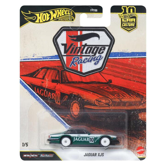 Image of Toy Cars. Product name - Hot Wheels Car Culture Premium 1:64 Scale Die-Cast Jaguar XJS Vintage Racing in colour by brand - Hot Wheels