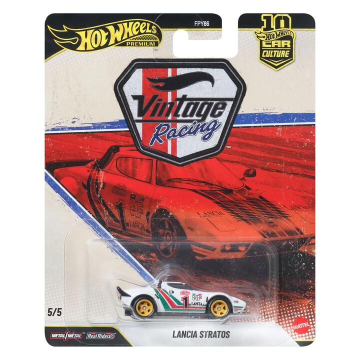 Image of Toy Cars. Product name - Hot Wheels Car Culture Premium 1:64 Scale Die-Cast Lancia Stratos Vintage Racing in colour by brand - Hot Wheels