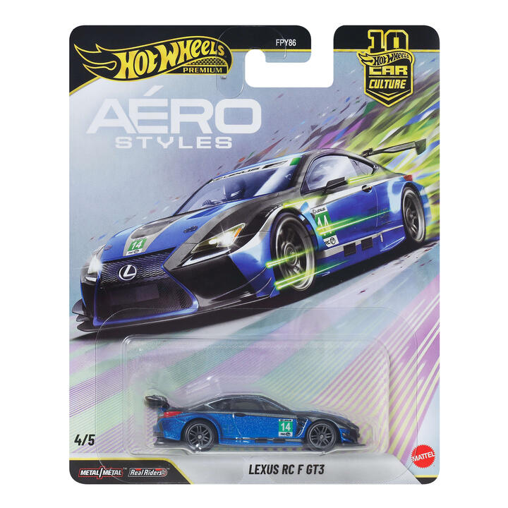Image of Toy Cars. Product name - Hot Wheels Car Culture Premium 1:64 Scale Die-Cast Lexus RC F GT3, Aerostyles in colour by brand - Hot Wheels
