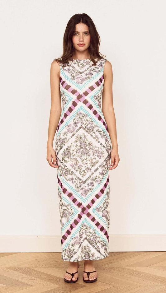 Image of Dresses. Product name - Floral Scarf Print Scoop Back Midi Dress in Floral colour by brand - MINKPINK