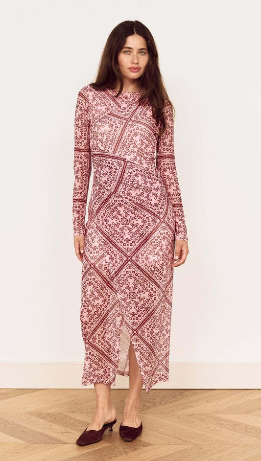 Image of Dresses. Product name - Pink Paisley Long Sleeve Mesh Midi Dress in Paisley Scarf colour by brand - MINKPINK