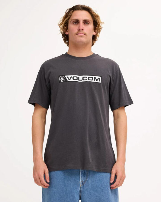 Image of T-Shirts. Product name - Volcom Mens Blocker T-Shirt Asphalt Black in Asphalt Black colour by brand - Volcom