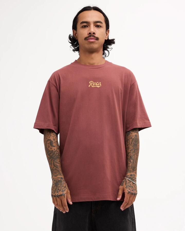 Image of T-Shirts. Product name - Rvca Mens Frame Up T-Shirt Red Earth in Red Earth colour by brand - Rvca