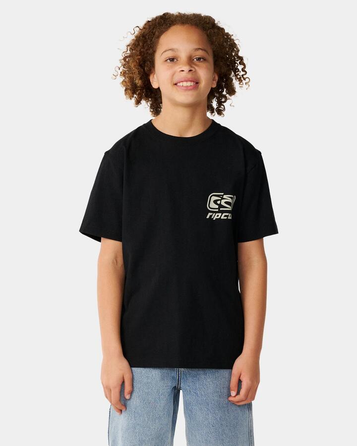 Image of T-Shirts. Product name - Rip Curl Boys 8-16 Archive Ripped T-Shirt Black in Black colour by brand - Rip Curl