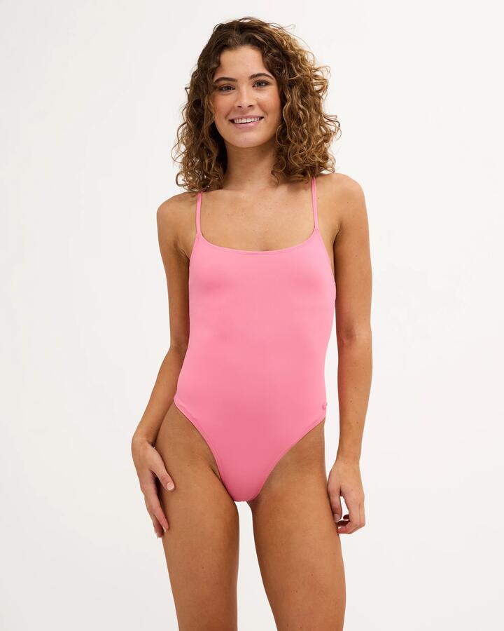 Image of Swimwear. Product name - Roxy Womens Beach Classics One Piece Swimsuit Pink Carnation in Pink Carnation colour by brand - Roxy