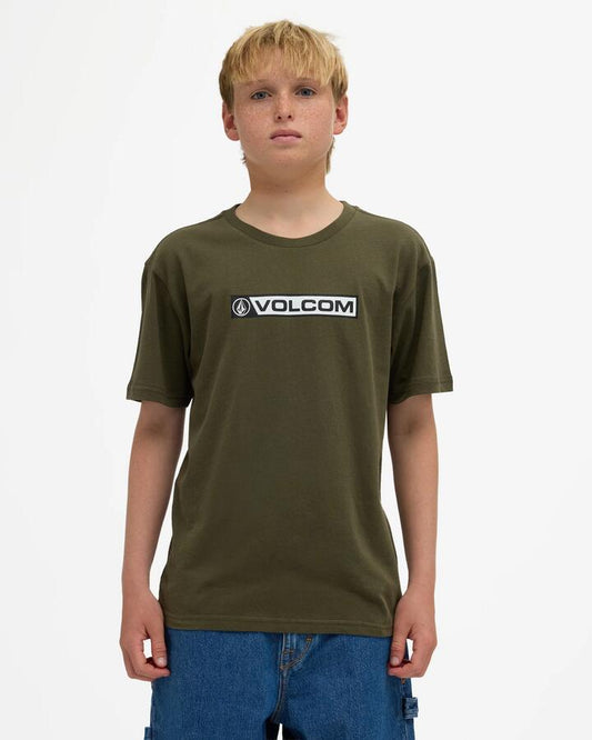 Image of T-Shirts. Product name - Volcom Boys 8-16 Blocker T-Shirt Military in Military colour by brand - Volcom