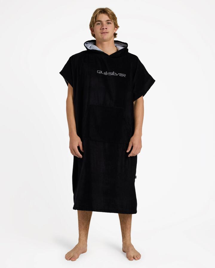 Image of Towels. Product name - Quiksilver Mens Core Hooded Towel Black/ Jet Black in Black/ Jet Black colour by brand - Quiksilver