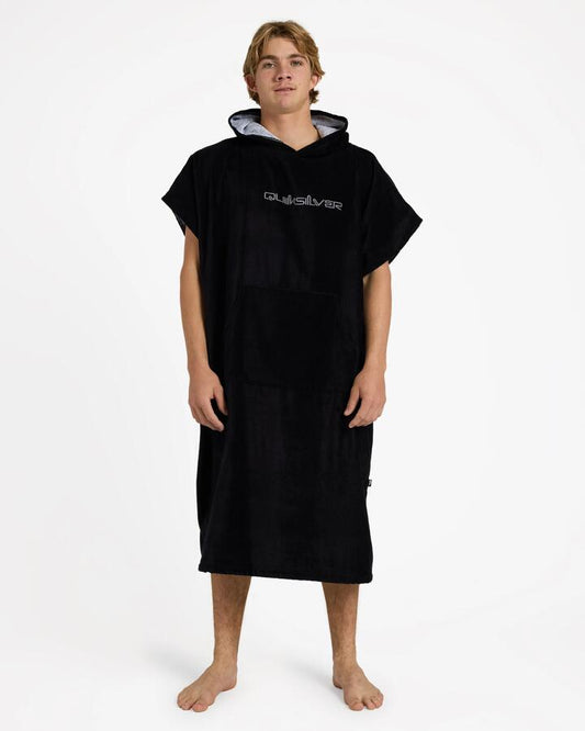 Image of Towels. Product name - Quiksilver Mens Core Hooded Towel Black/ Jet Black in Black/ Jet Black colour by brand - Quiksilver