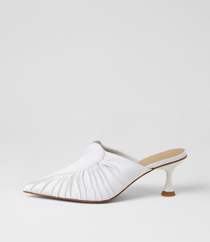 Image of Heels. Product name - Fearnot White Satin Heels in White colour by brand - MOLLINI