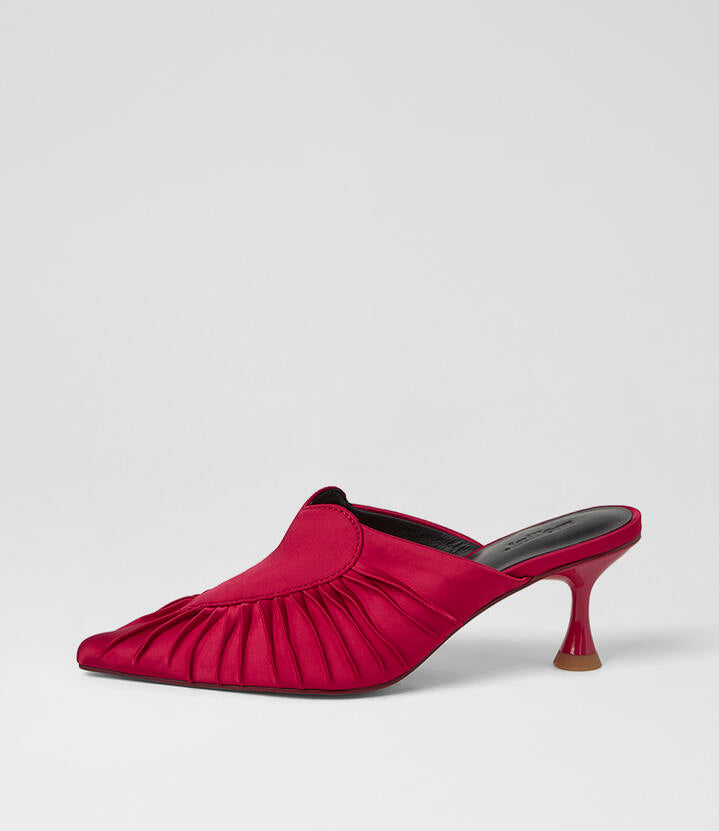 Image of Heels. Product name - Fearnot Red Satin Heels in Red colour by brand - MOLLINI