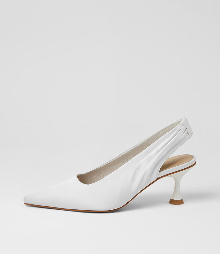 Image of Heels. Product name - Foreva White Satin Heels in White colour by brand - MOLLINI
