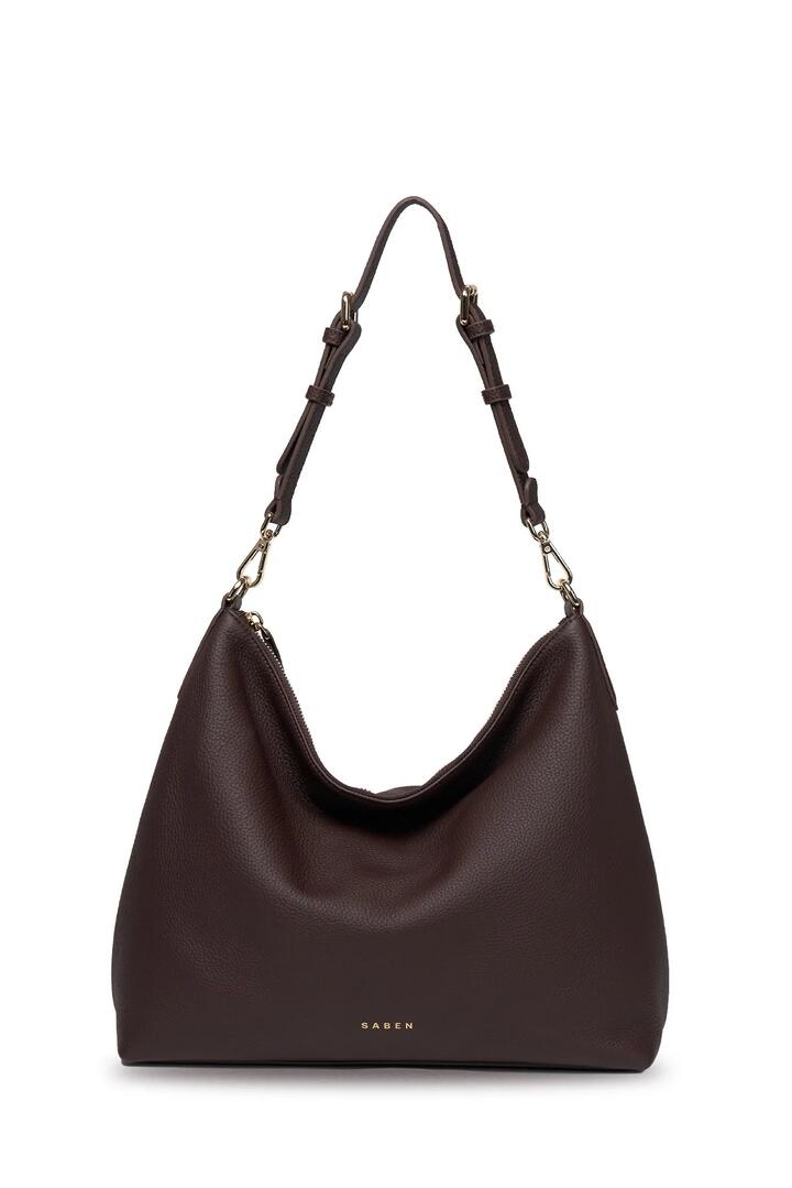 Image of Bags. Product name - Miki Cacao Luxe Medium Shoulder Bag in Cacao colour by brand - Saben