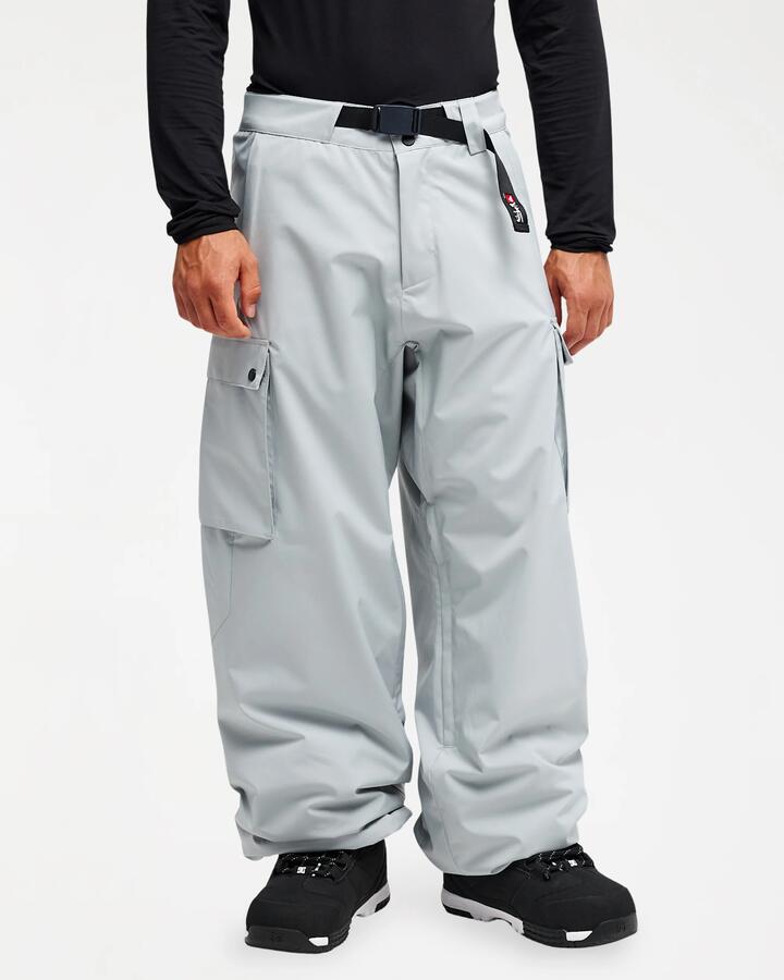 Image of a model wearing Pants. Product name - Quiksilver Mens Snow Down Cargo 20K Snow Pants Quarry in Quarry colour by brand - Quiksilver
