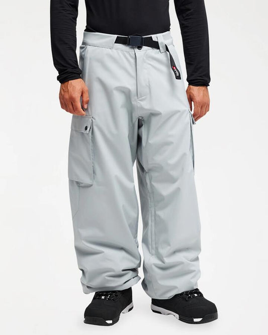 Image of a model wearing Pants. Product name - Quiksilver Mens Snow Down Cargo 20K Snow Pants Quarry in Quarry colour by brand - Quiksilver