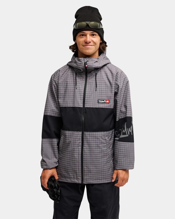 Image of Coats & Jackets. Product name - Quiksilver Mens High In The Hood 10K Snow Jacket Yg Checker Java in Yg Checker Java colour by brand - Quiksilver