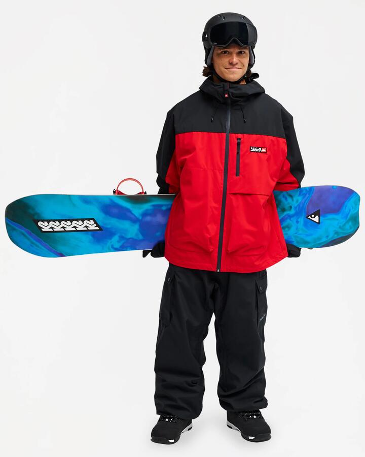 Image of a model wearing Pants. Product name - Quiksilver Mens Snow Down Cargo 20K Snow Pants Black in Black colour by brand - Quiksilver