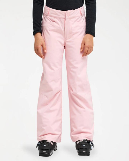 Image of a model wearing Pants. Product name - Roxy Girls 8-16 Backyard Girl Snow Pants Rose Shadow in Rose Shadow colour by brand - Roxy