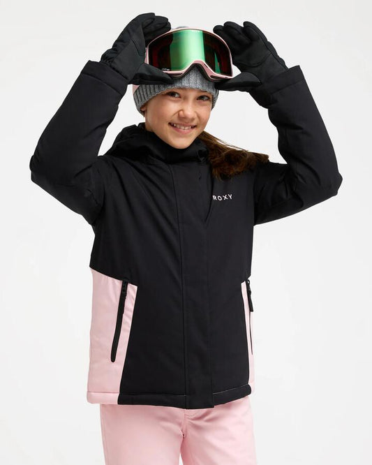 Image of Coats & Jackets. Product name - Roxy Girls 8-16 Snowflare Girl Snow Jacket True Black in True Black colour by brand - Roxy