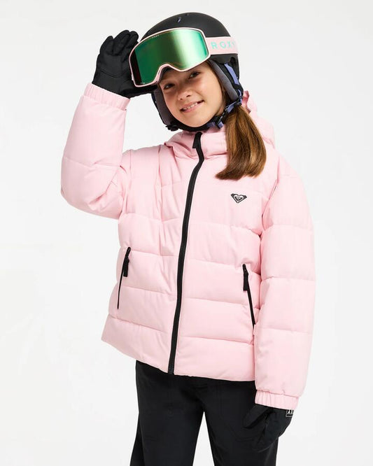 Image of Coats & Jackets. Product name - Roxy Girls 8-16 Snowyhill Puffy Snow Jacket Rose Shadow in Rose Shadow colour by brand - Roxy