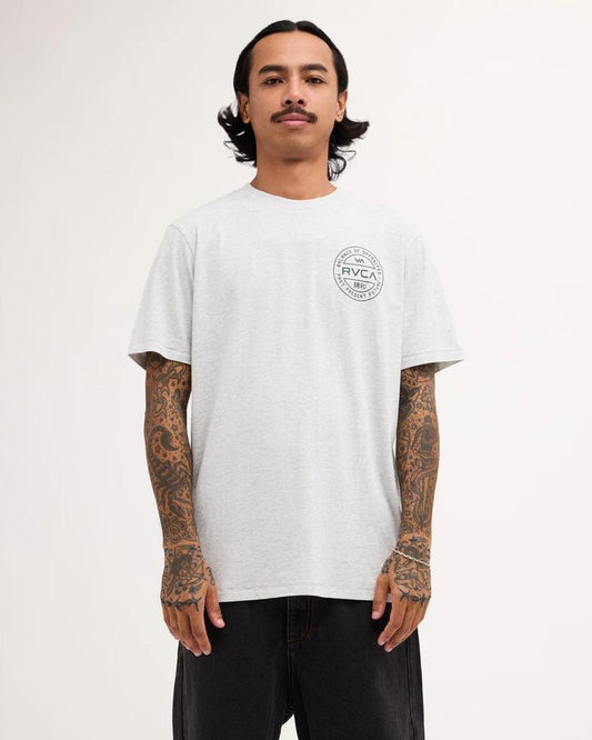 Image of T-Shirts. Product name - Rvca Mens Fuel T-Shirt Grey Marle in Grey Marle colour by brand - Rvca