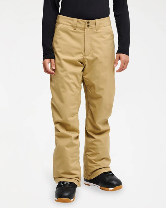 Image of a model wearing Pants. Product name - Quiksilver Mens Estate 10K Snow Pants Kelp in Kelp colour by brand - Quiksilver