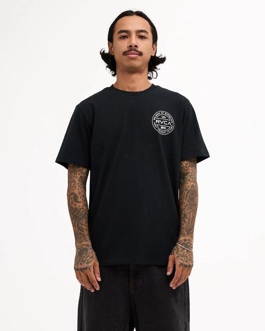 Image of T-Shirts. Product name - Rvca Mens Fuel T-Shirt Black/White in Black/White colour by brand - Rvca