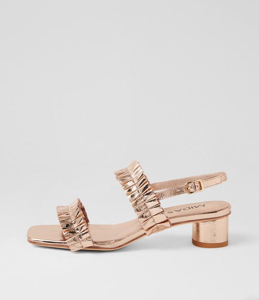 Image of Sandals. Product name - Hero Pale Rose Gold Leather Sandals in Pale Rose Gold colour by brand - MIDAS