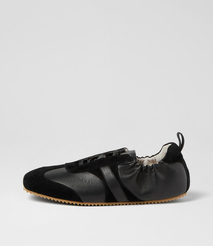 Image of Sneakers. Product name - Loew Black Suede Leather Sneakers in Black colour by brand - MOLLINI