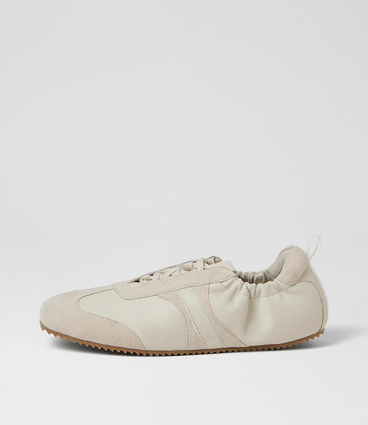 Image of Sneakers. Product name - Loew Cream Suede Leather Sneakers in Cream colour by brand - MOLLINI