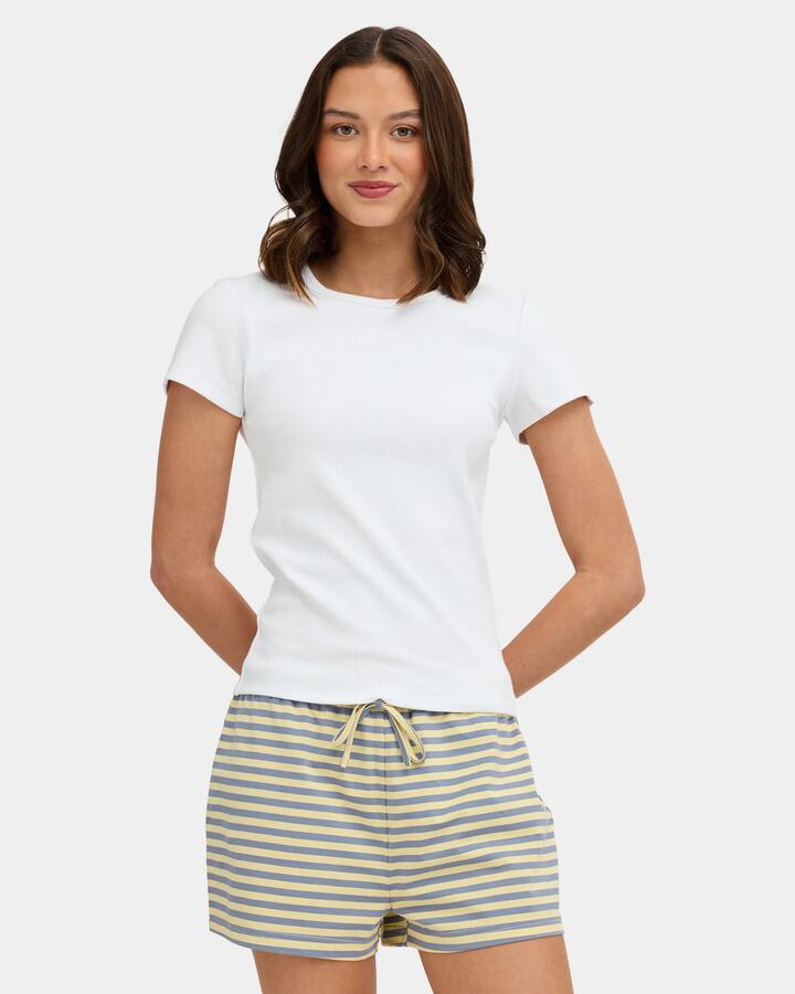 Image of T-Shirts. Product name - Nunui Womens Achromatic Rib T-Shirt White in White colour by brand - Nunui
