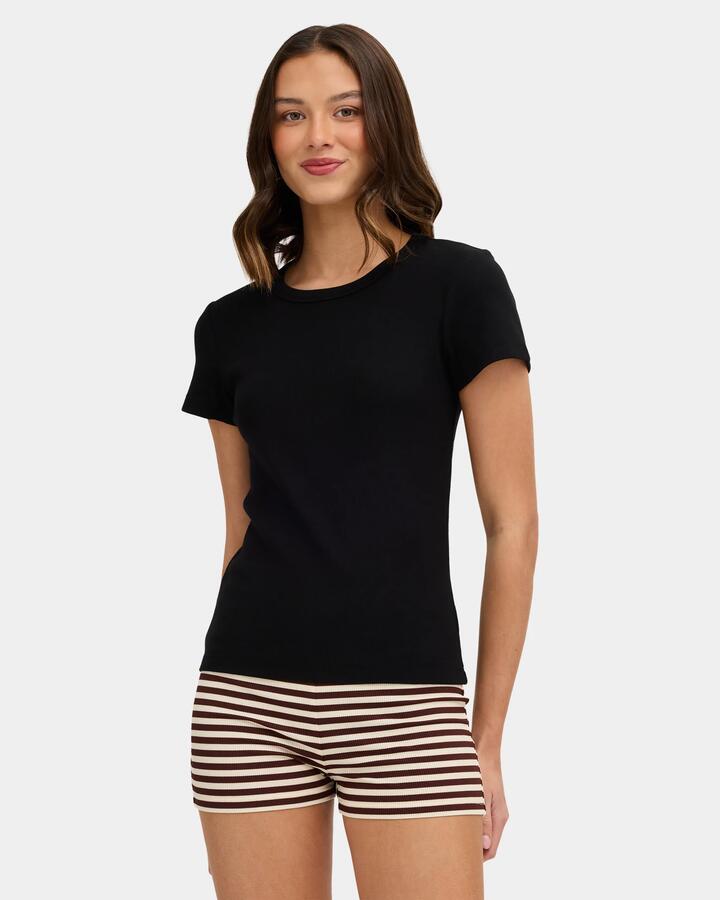 Image of T-Shirts. Product name - Nunui Womens Achromatic Rib T-Shirt Black in Black colour by brand - Nunui