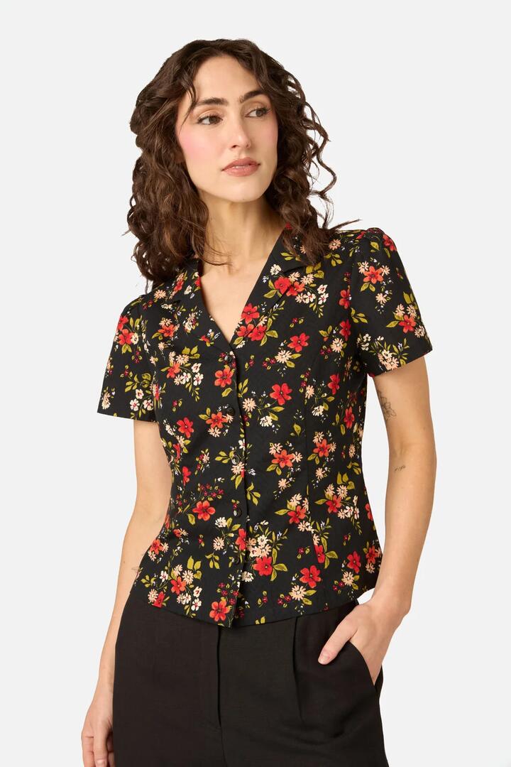 Image of Blouses. Product name - Posy Floral Blouse in Black colour by brand - Princess Highway