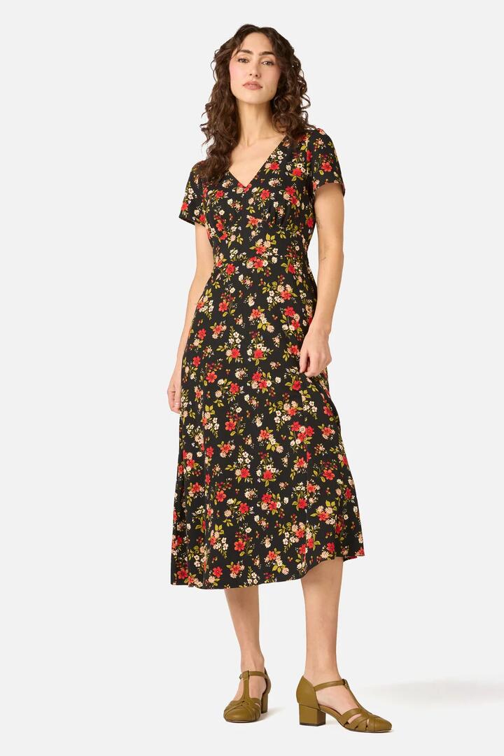 Image of Dresses. Product name - Posy Floral Midi Dress in Black colour by brand - Princess Highway