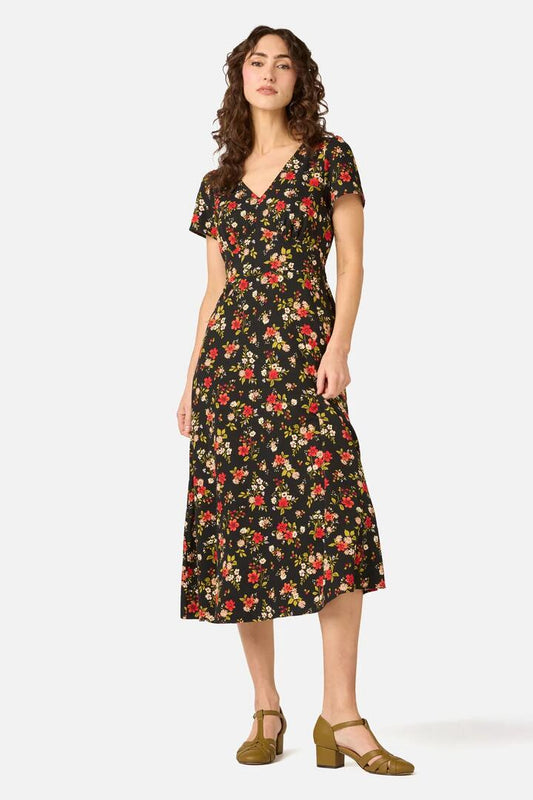 Image of Dresses. Product name - Posy Floral Midi Dress in Black colour by brand - Princess Highway