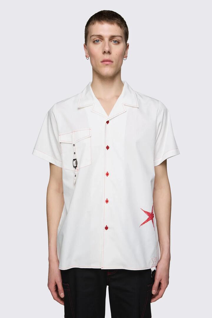 Image of Shirts. Product name - Trad Emo Relaxed Pocket Shirt in White colour by brand - Black Friday