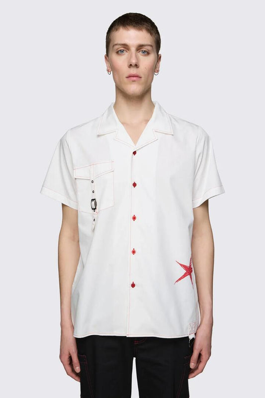 Image of Shirts. Product name - Trad Emo Relaxed Pocket Shirt in White colour by brand - Black Friday