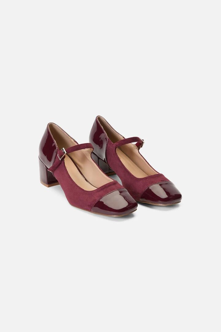 Image of Flats. Product name - Plum Two Fabric Mary Jane in Plum colour by brand - Princess Highway