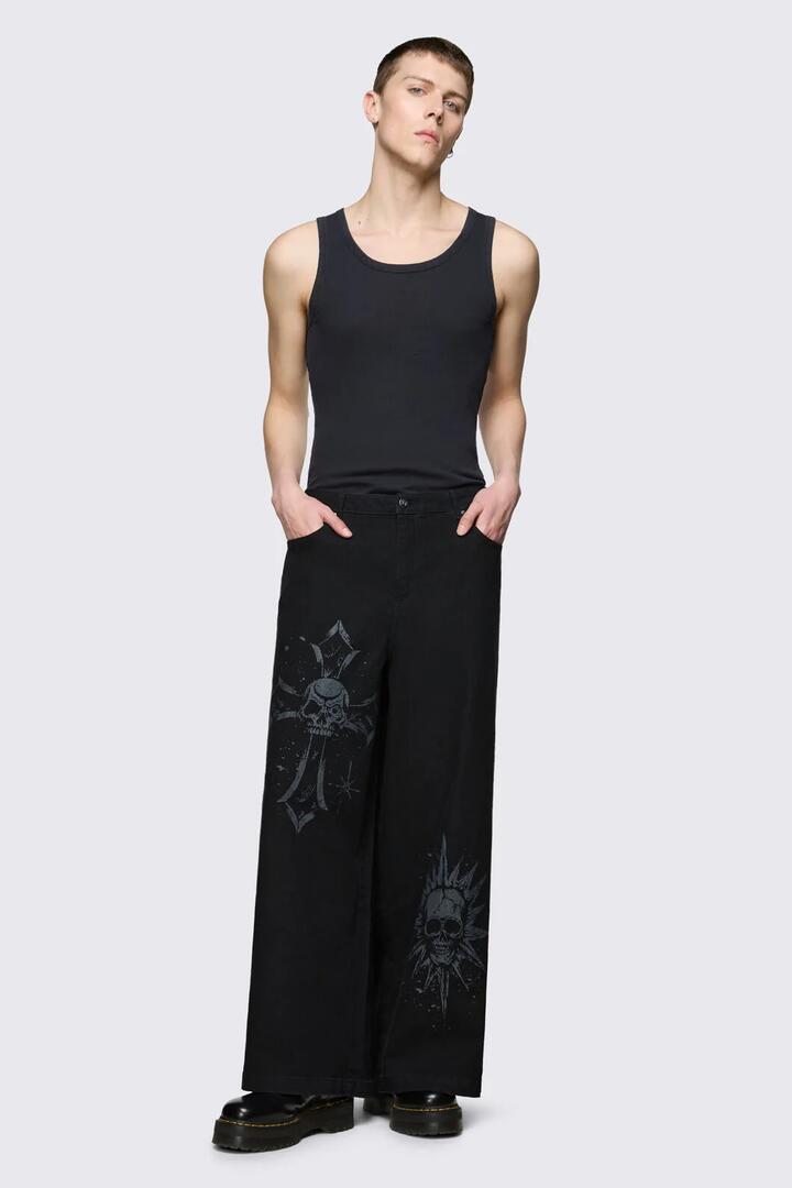 Image of Jeans. Product name - Trad Emo Jeans in Black colour by brand - Black Friday