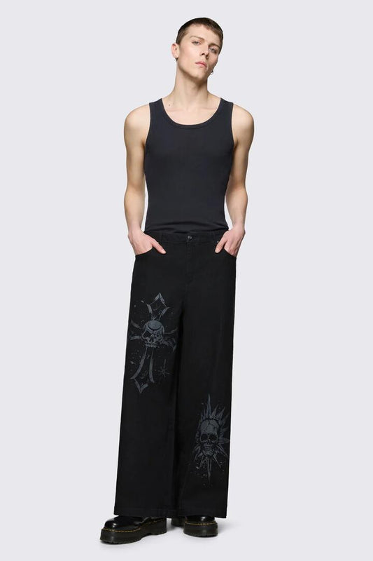 Image of Jeans. Product name - Trad Emo Jeans in Black colour by brand - Black Friday