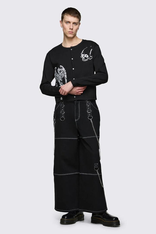 Image of a model wearing Tops. Product name - Archangel Print Jersey Cardi in Black colour by brand - Dangerfield