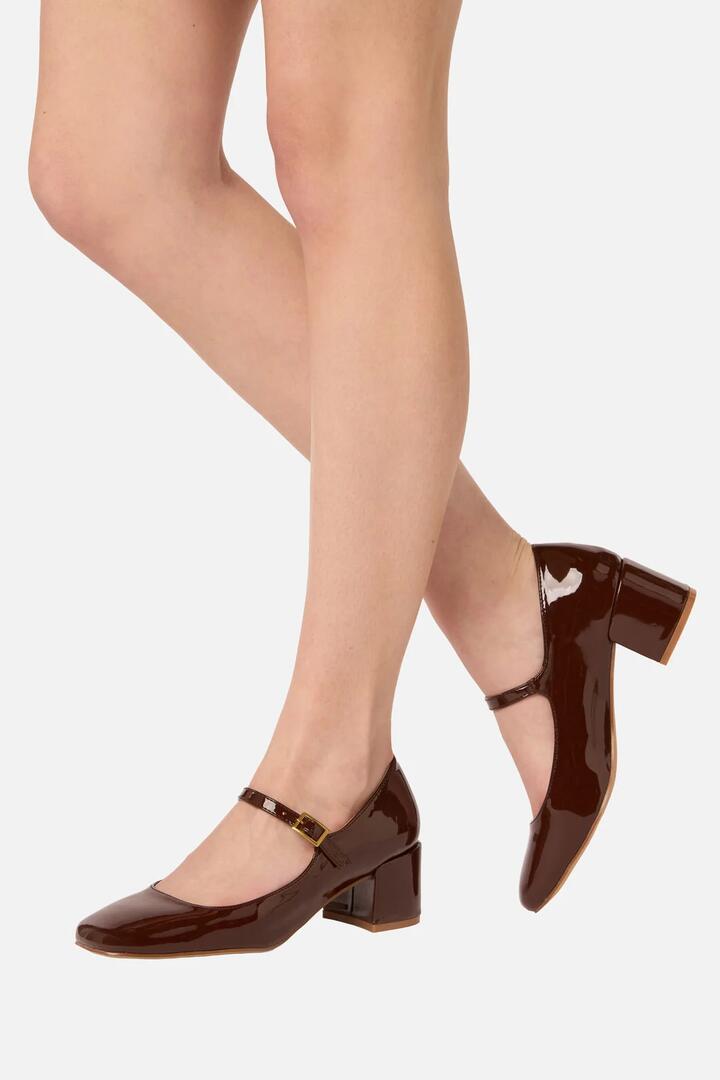 Image of Flats. Product name - Chocolate Classic Mary Jane in Chocolate colour by brand - Princess Highway