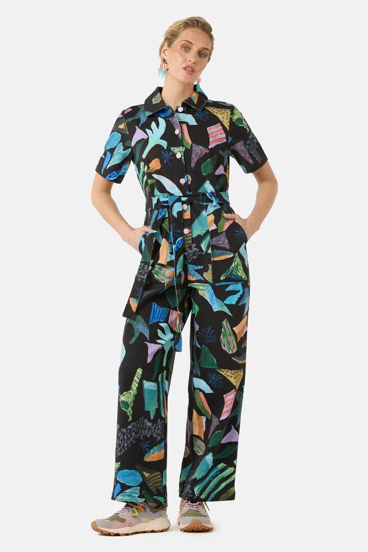Image of a model wearing Pants. Product name - Endless Horizon Boiler Suit in Print colour by brand - Gorman